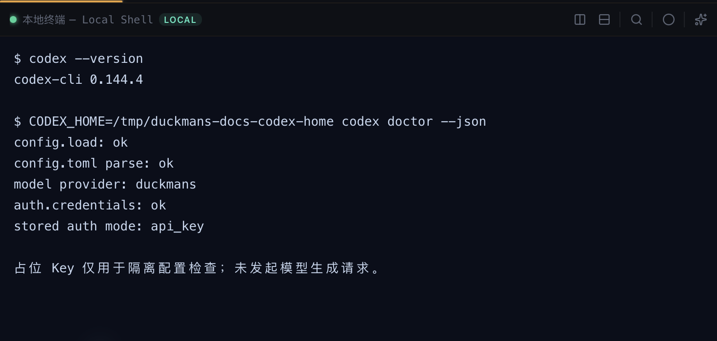 Codex CLI 0.144.4 隔离配置诊断终端结果